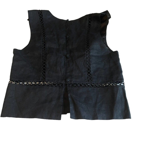 Karina Grimaldi Women's Top Black Sleeveless Size Medium 100% Linen NEW - Picture 2 of 8